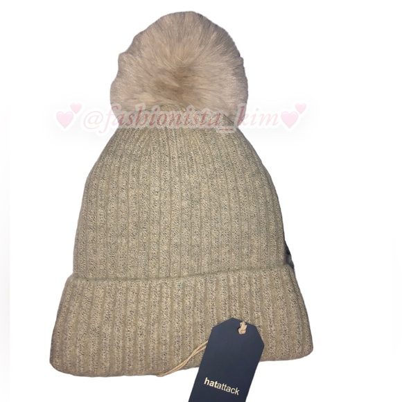 Hat attack City Beanie Oat Pom Pom beanie hat New with tags - Picture 2 of 6